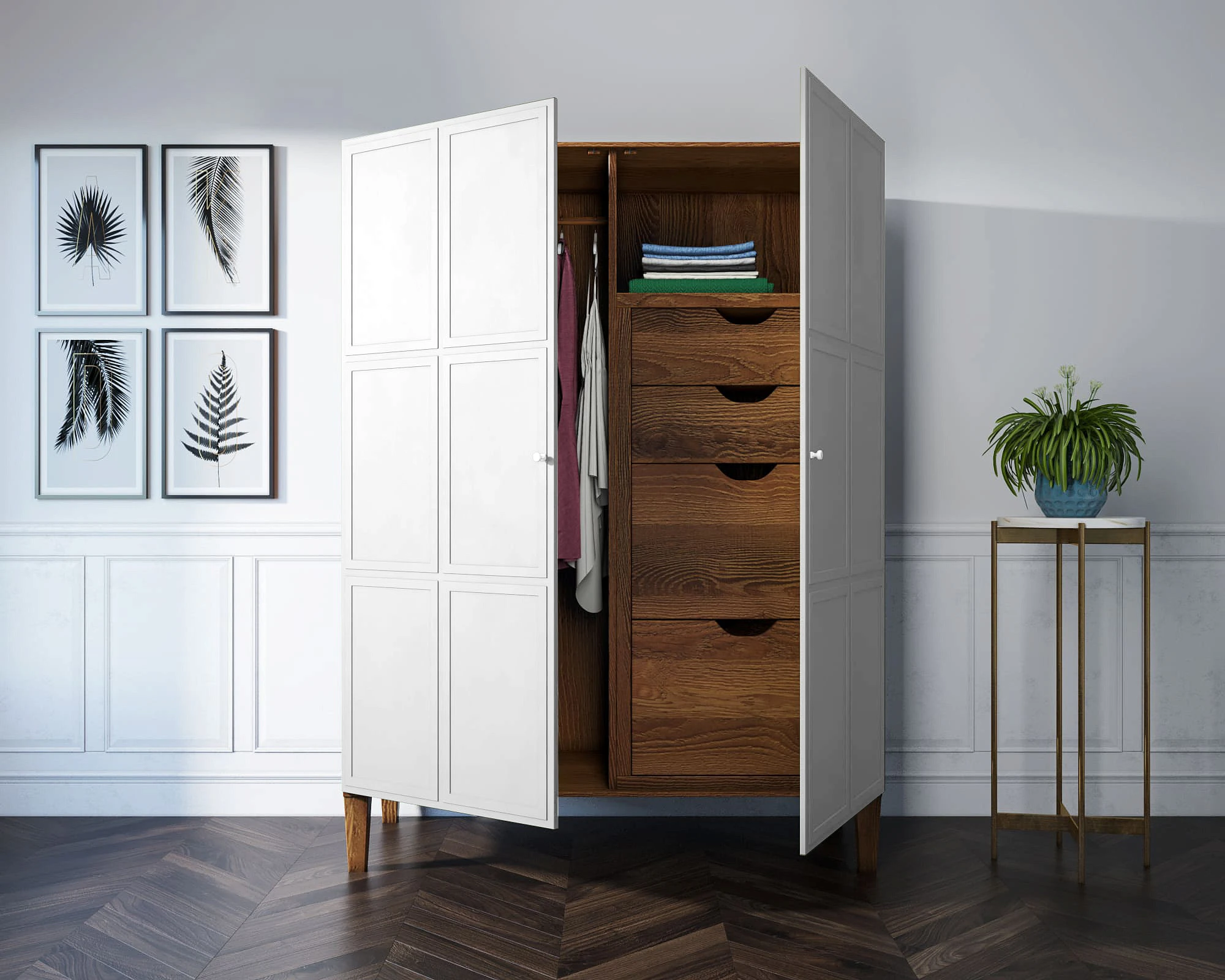 фото Шкаф "Andersen" широкий двухстворчатый арт AN27WH