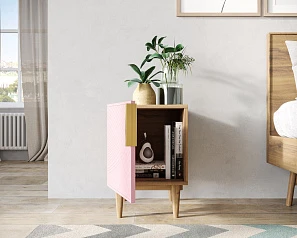 купить Тумбочка с дверкой "Line" LN08/GR1/pink