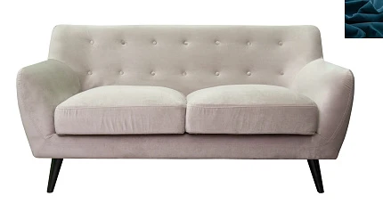 фото Диван двухместный с подушками Albert 9 цвет синий в интерьере