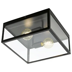 красивые 49392 Светильник потолочный CHARTERHOUSE, 2x60W (E27), 360х360, H160, сталь, черный/стекло, прозрачн на заказ
