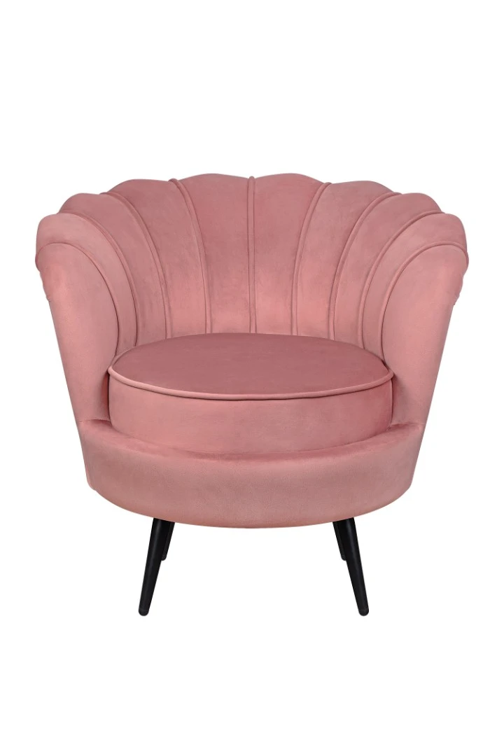 Низкое кресло ракушка Pearl Pink V3 на черных ножках в интернет-магазине