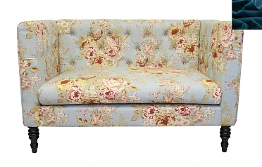 Прямой двухместный диван Rose синий в интернет-магазине