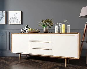 Комод "Bruni white" с тремя ящиками и дверками арт BR-03WH на заказ