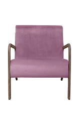 стильные Низкое кресло с деревянными подлокотниками Mody Pink розовый