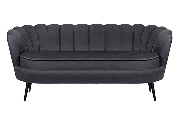 стильный Диван ракушка для гостиниц Pearl Triple Black на черных ножках