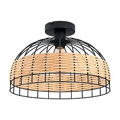 купить 43398 Потол. светильник ANWICK, 1x60W(E27), ?380, H265, сталь, черный/ротанг, натуральный