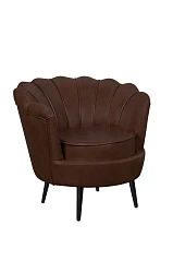 Низкое кресло ракушка Pearl Brown V2 на черных ножках