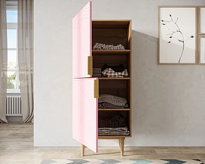фото Вертикальный комод с двумя дверками "Line" LN05/GR1/pink в интерьере