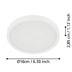 900638 Накладной светильник FUEVA 5, 11W (LED), 3000K, IP44, ?160, сталь, белый / пластик, белый в интерьере