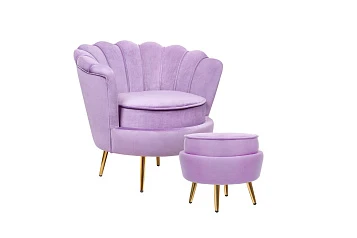 Кресло с пуфом ракушка Pearl Purple в интернет-магазине