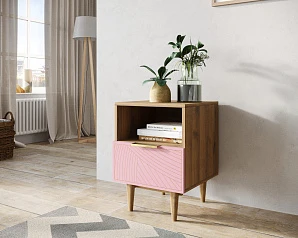 красивые Тумбочка с нижним ящиком "Line" LN09/GR1/pink в интернет-магазине