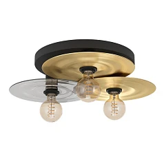 купить 44027 Потолочная люстра LINTMILL, 3х40W (E27), H200, ?530, сталь, черный, брашированная латунь / стекло, серый