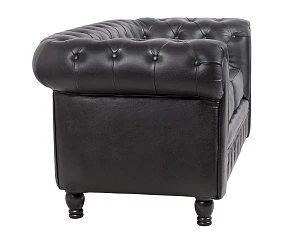 фото Диван из черной кожи Chesterfield Black Leather 2S