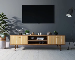 Комод "Berber" с нишей низкий под TV принт 43 арт BB49/Print_43 в интерьере