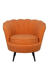 красивое Низкое кресло ракушка Pearl Orange Boucle на черных ножках