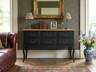 купить Консоль "Леонтина (Leontina)" в черном цвете 6 ящиков арт ST9358BLK