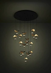 купить красивые 390341 Люстра диммируемая DRACERA, 17X2,3W (LED), 3000K, 4760lm, ?780, сталь, черный/сталь, черный, золотой