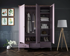 Шкаф Leontina Lavanda для одежды трехстворчатый с ящиками арт ST9327KR/3L