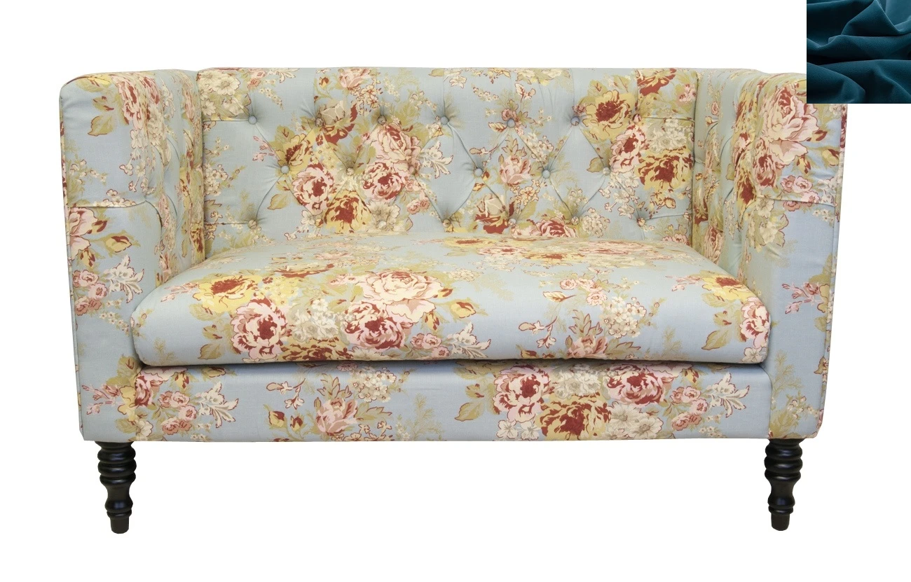 Прямой двухместный диван Rose синий на заказ в интернет-магазине