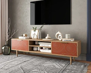 Комод "Line" с нишей низкий под TV R27/red