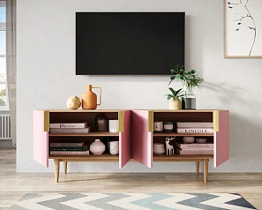 красивый Комод под TV с четыремя дверками "Line" LN06/GR1/pink