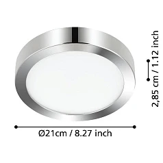 стильные 900641 Накладной светильник FUEVA 5, 17W (LED), 3000K, IP44, ?210, сталь, хром / пластик, белый