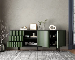 красивый Комод с дверками и нишей "Emerson" арт EM15/green/L