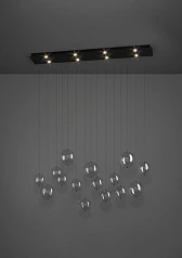 заказать 390334 Люстра диммируемая ESPARDELLO, 8X5,4W (LED), 3000K, 4080lm, L1170, B200, H1500, сталь, черный/стекло, прозрачный