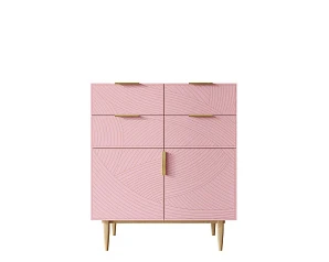 фото Большой комод с четырьмя ящиками и дверками "Line" LN17/GR1/pink в интерьере