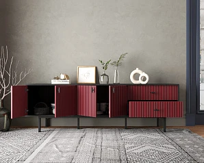 заказать Комод с четырьмя дверками и двумя ящиками "Emerson" арт EM04/red/L