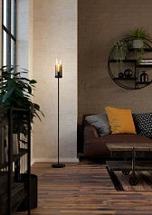 фото 44004 Торшер TOOTHILL, 1х40W (E27), L1535, ?150, сталь черный / затемненное стекло, черный прозрачный