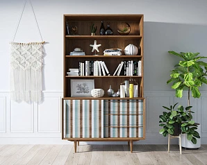 Стеллаж "Bruni print 1" с дверками арт BR-01/print_1 в интерьере