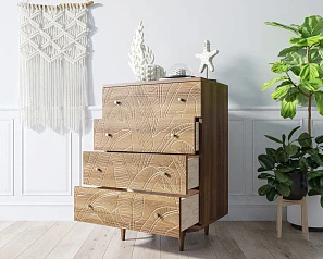 красивый Комод "Boho" на 4 ящика джангл арт BH10 на заказ