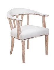 Мягкий стул с подлокотниками Tanner White Leather