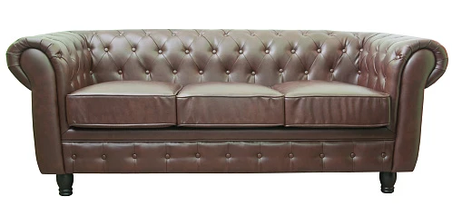 купить Прямой трехместный диван Chesterfield Brown 3S цвет коричневый