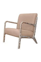 стильное Низкое кресло с деревянными подлокотниками Mody Brown