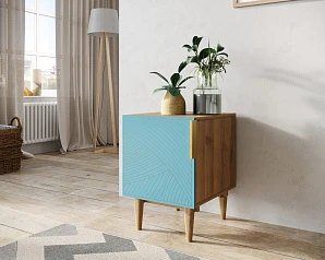 купить красивые Тумбочка с дверкой "Line" LN08/GR1/blue в интернет-магазине