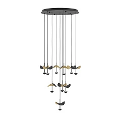 заказать стильные 390339 Люстра диммируемая DRACERA, 10X2,3W (LED), 3000K, 2800lm, ?580, сталь, черный/сталь, черный, золотой