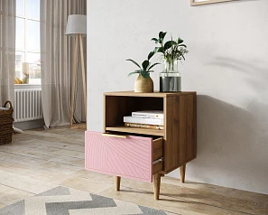 красивые Тумбочка с нижним ящиком "Line" LN09/GR1/pink в интернет-магазине
