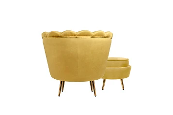 купить Кресло с пуфом ракушка Pearl Yellow