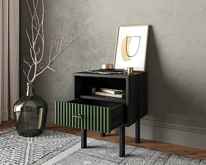фото Тумбочка с нижним ящиком "Emerson" арт EM17/green/L в интерьере