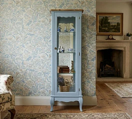 купить красивый Шкаф "Леонтина (Leontina)" в голубом цвете для посуды узкий/низкий арт ST9319B в интернет-магазине