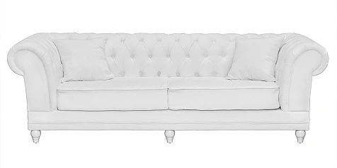 Трехместный прямой диван мягкий арт-деко Neylan белый