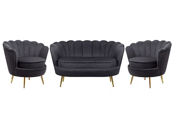 Комплект кресел и дивана ракушка Pearl Double Black на заказ в интернет-магазине