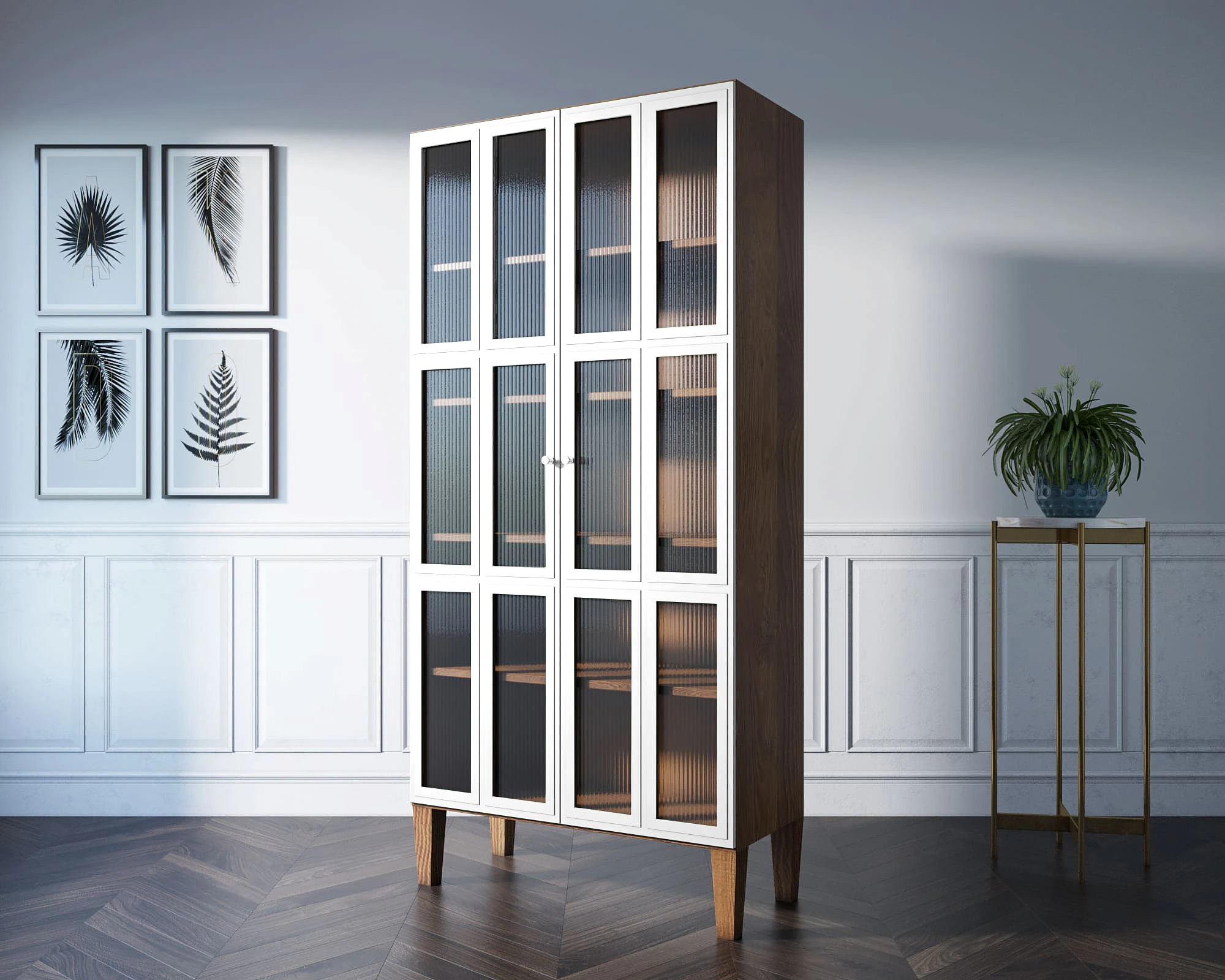 фото Шкаф двухстворчатый "Andersen" с рифлеными стеклами арт AN12WH