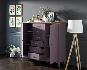 красивый Комод Leontina Lavanda с шестью ящиками и дверками арт ST9350L