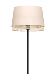 купить 43978 Торшер с ножным выключателем TABLEY, 1X40W (E27), H1530, сталь, черный / текстиль, дерево, коричневый