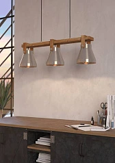 купить 43952 Люстра CAWTON, 3X40W (E27), L760, B160, H1100, сталь, дерево, коричневый в интернет-магазине