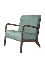 Низкое кресло с деревянными подлокотниками Mody Green на заказ