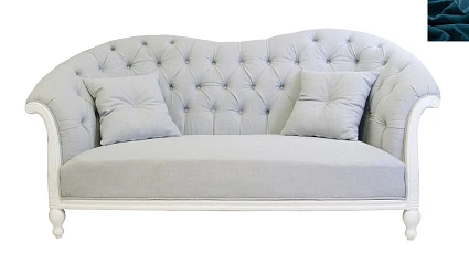 Французский диван для гостиниц Velina цвет синий в интерьере